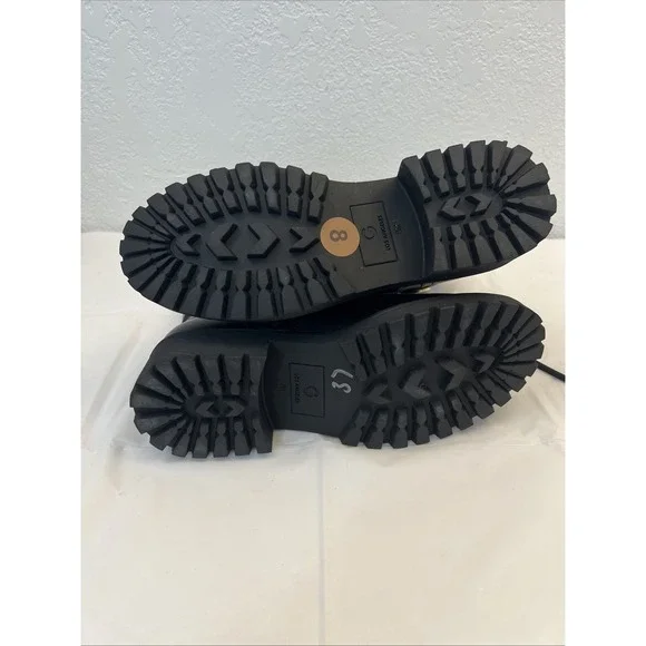 GBG Los Angeles GUESS Black Combat Moto‎ Biker 8M Bling Lug GB Packers Side Zip - Picture 4 of 10